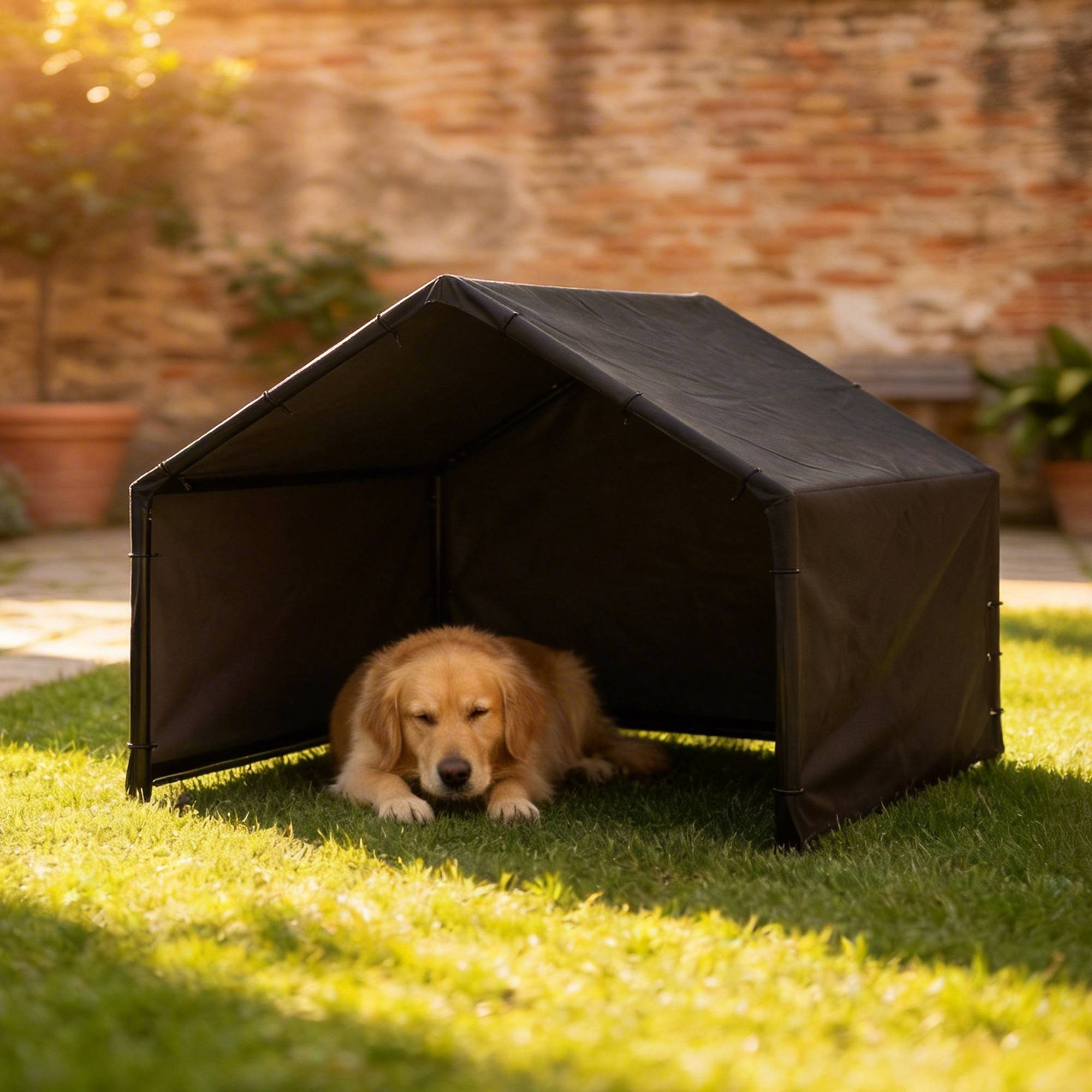 Niche d'extérieur en tissu Oxford pour chiens de petite, moyenne et grande taille, 125 x 110 x 93 cm, noire - Image 3