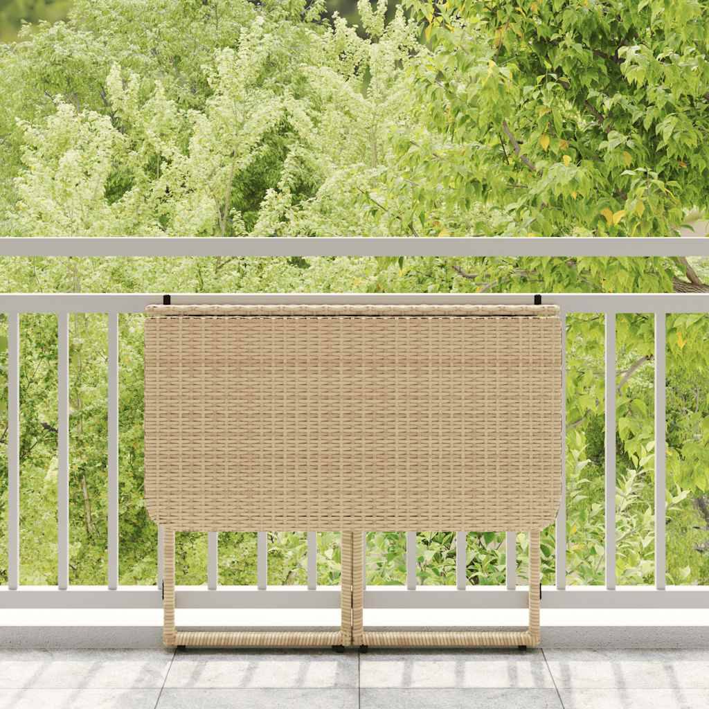 PANGIVO - Table de jardin pliante beige 90 x 51 x 75 cm polyrotin - PANGIVO - Image 3