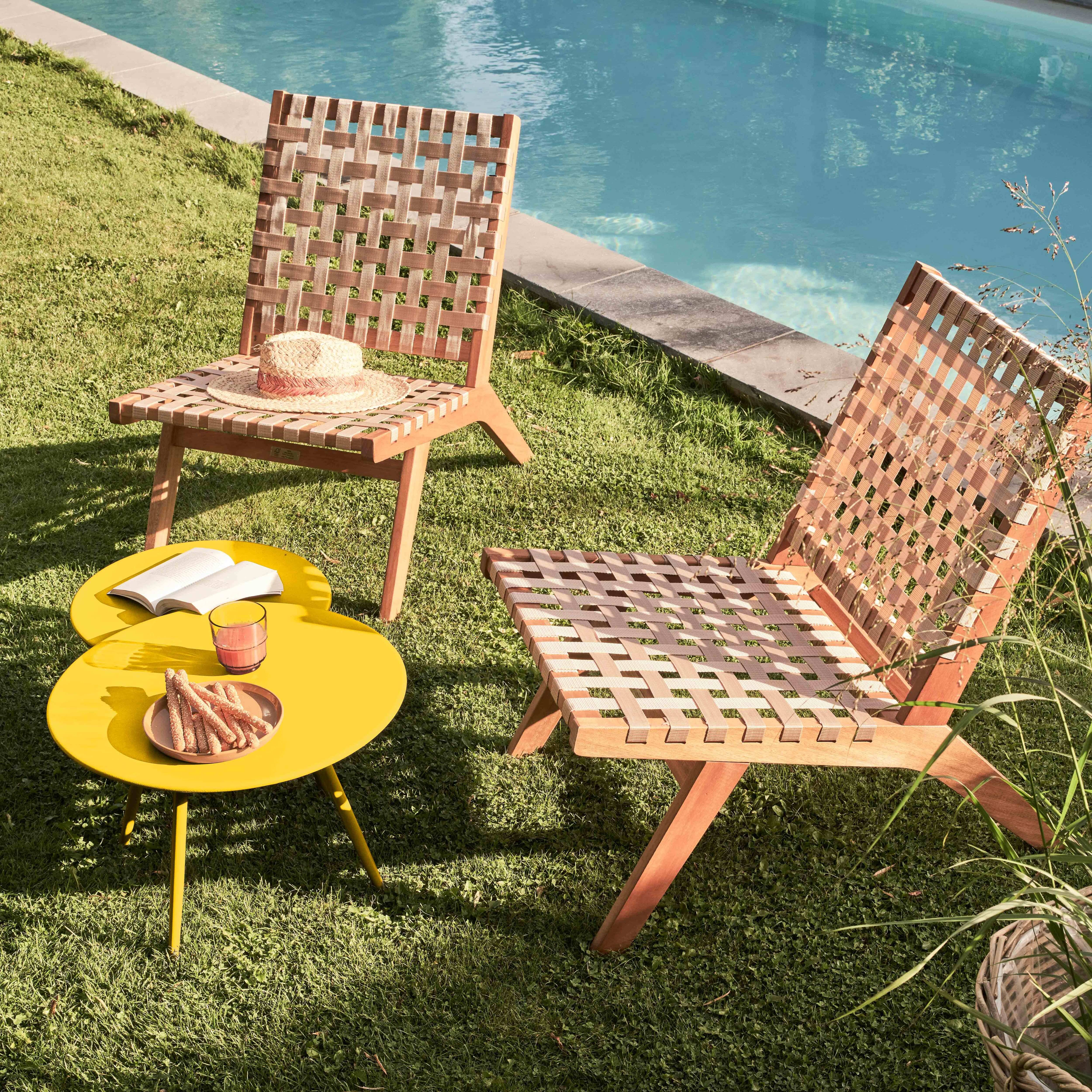 Oviala - Lot de 2 tables basses de jardin en acier jaune Palavas - Oviala - Image 3