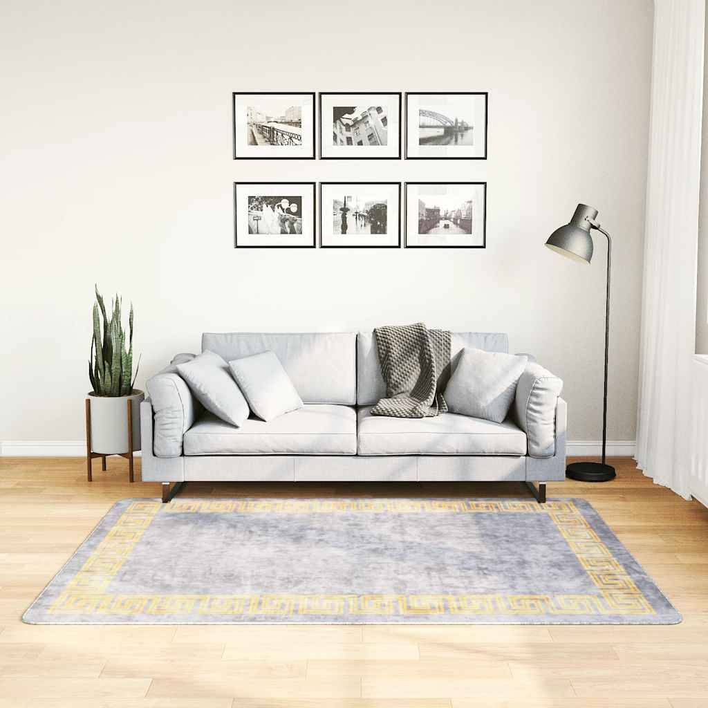 Tapis Décoratif Velours Doux Lavable en Machine Antidérapant pour Intérieur Gris 120x180 cm – ComfortXL Outdoor Living - Image 1