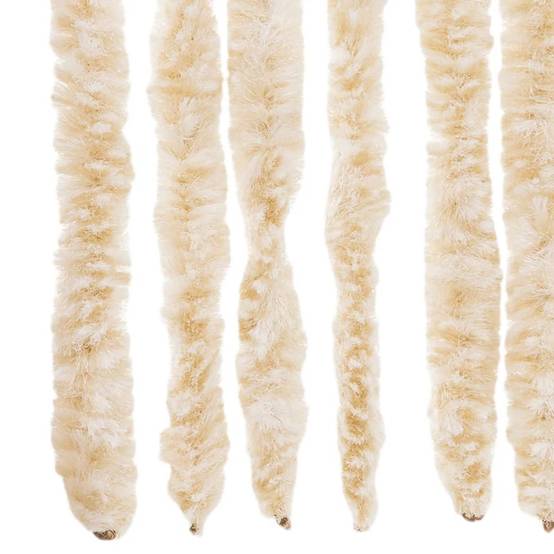 Rideau anti-mouches, Panneau de rideau beige et blanc 56x200 cm chenille - Image 5