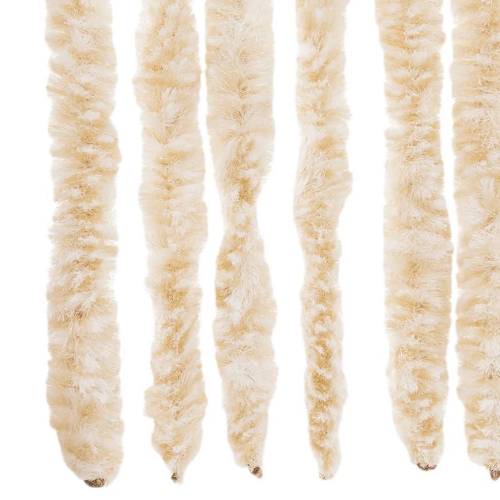 Rideau anti-mouches, Panneau de rideau beige et blanc 56x200 cm chenille - Image 5