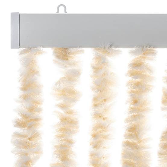 Rideau anti-mouches, Panneau de rideau beige et blanc 56x200 cm chenille - Image 4