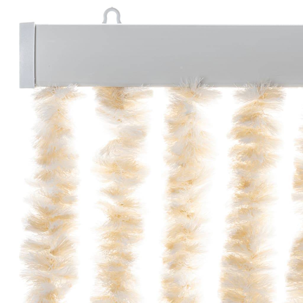 Rideau anti-mouches, Panneau de rideau beige et blanc 56x200 cm chenille - Image 4