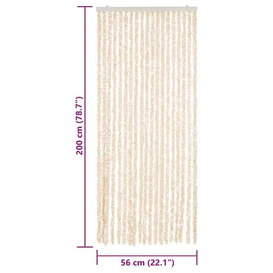 Rideau anti-mouches, Panneau de rideau beige et blanc 56x200 cm chenille - Image 7