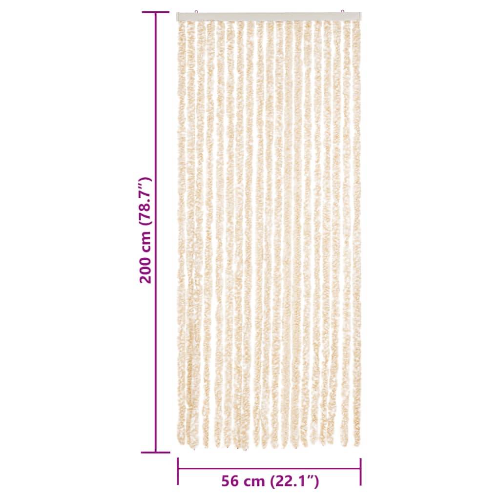 Rideau anti-mouches, Panneau de rideau beige et blanc 56x200 cm chenille - Image 7