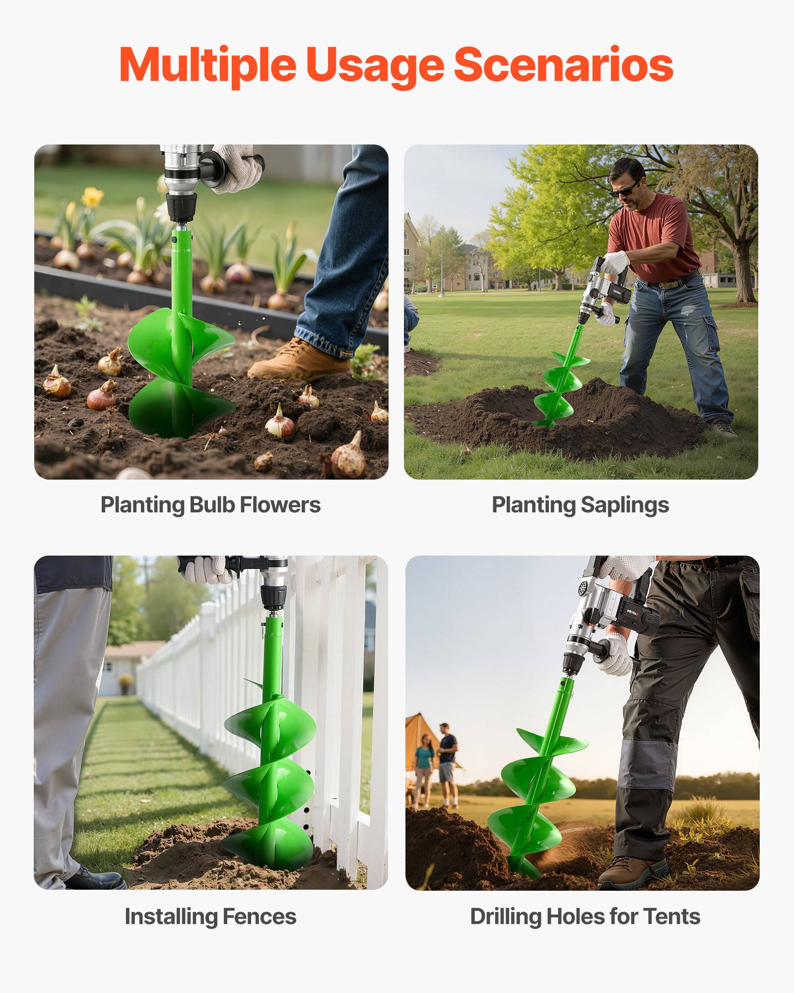 Vevor - VEVOR Mèche Tarière pour Perceuse φ 20 mm 200x790 mm pour Creuser Trous Planter - Image 6