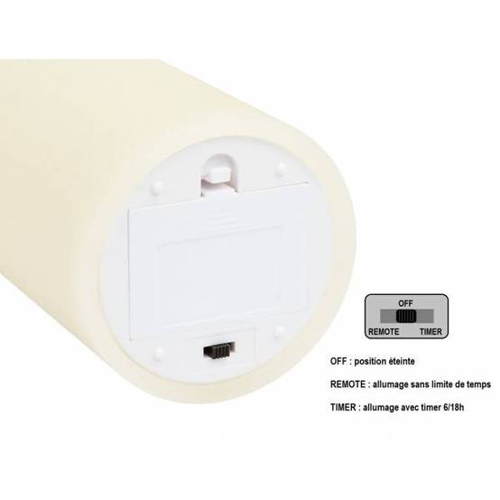 Bougie LED en cire véritable Ivoire Flamme vacillante à piles H10cm Timer Blanc chaud Lotti - Image 3