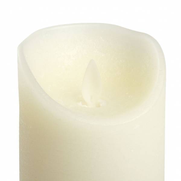 Bougie LED en cire véritable Ivoire Flamme vacillante à piles H10cm Timer Blanc chaud Lotti - Image 5