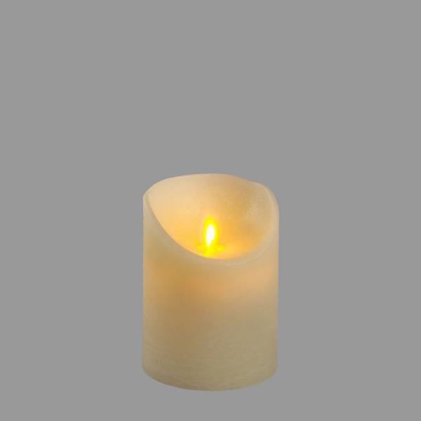 Bougie LED en cire véritable Ivoire Flamme vacillante à piles H10cm Timer Blanc chaud Lotti - Image 1