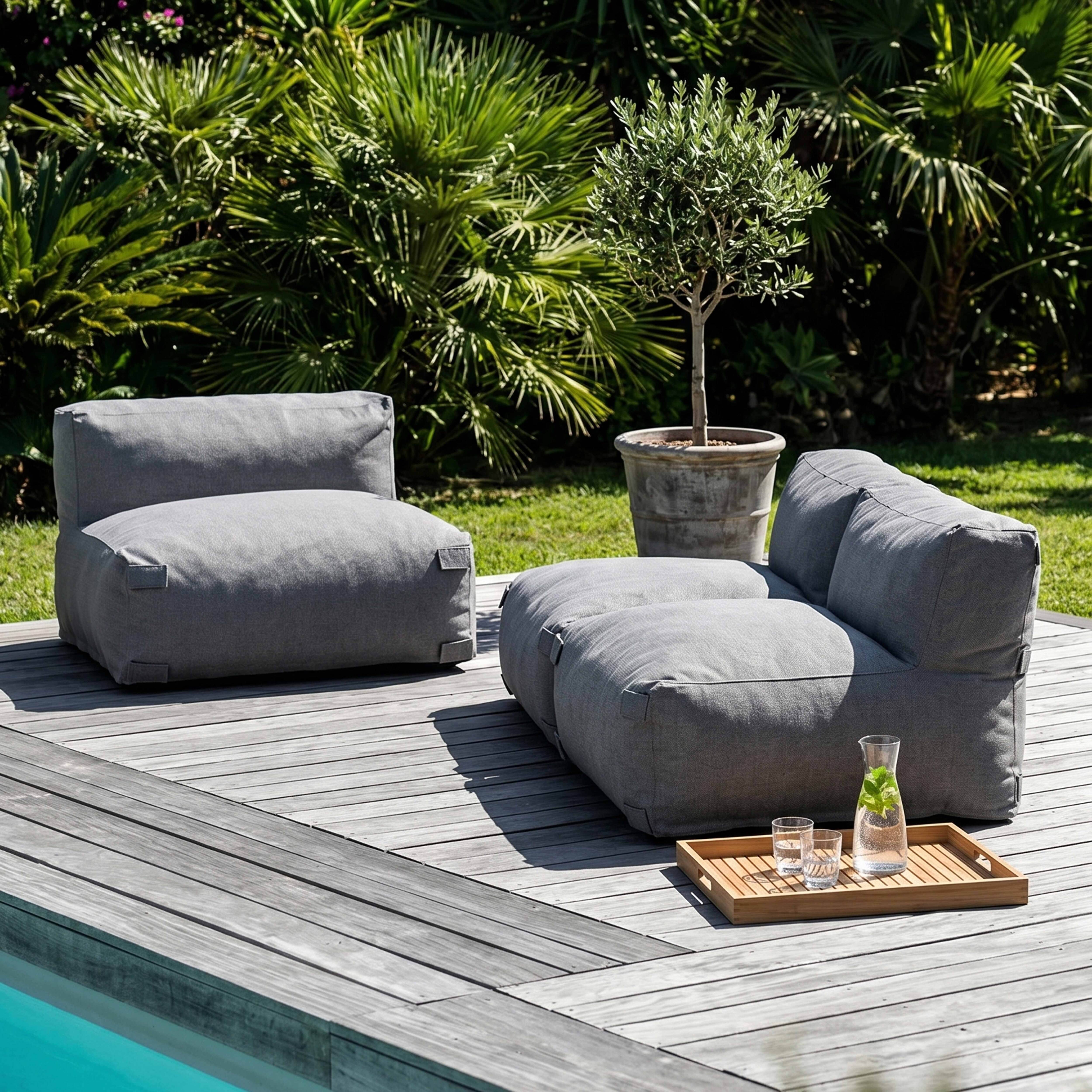 Oviala - Salon de jardin modulable 3 places gris Mixi - Oviala - Image 1