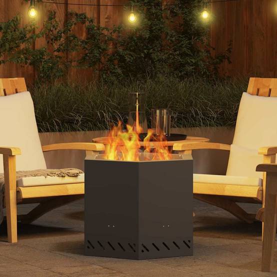 ComfortXL - Braséro hexagonal sans fumée en acier design moderne pour jardin terrasse Noir 58 cm – ComfortXL Outdoor Living - Image 4