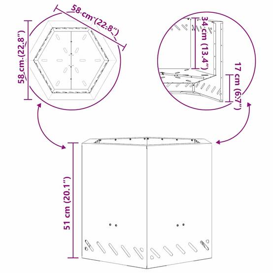 ComfortXL - Braséro hexagonal sans fumée en acier design moderne pour jardin terrasse Noir 58 cm – ComfortXL Outdoor Living - Image 3