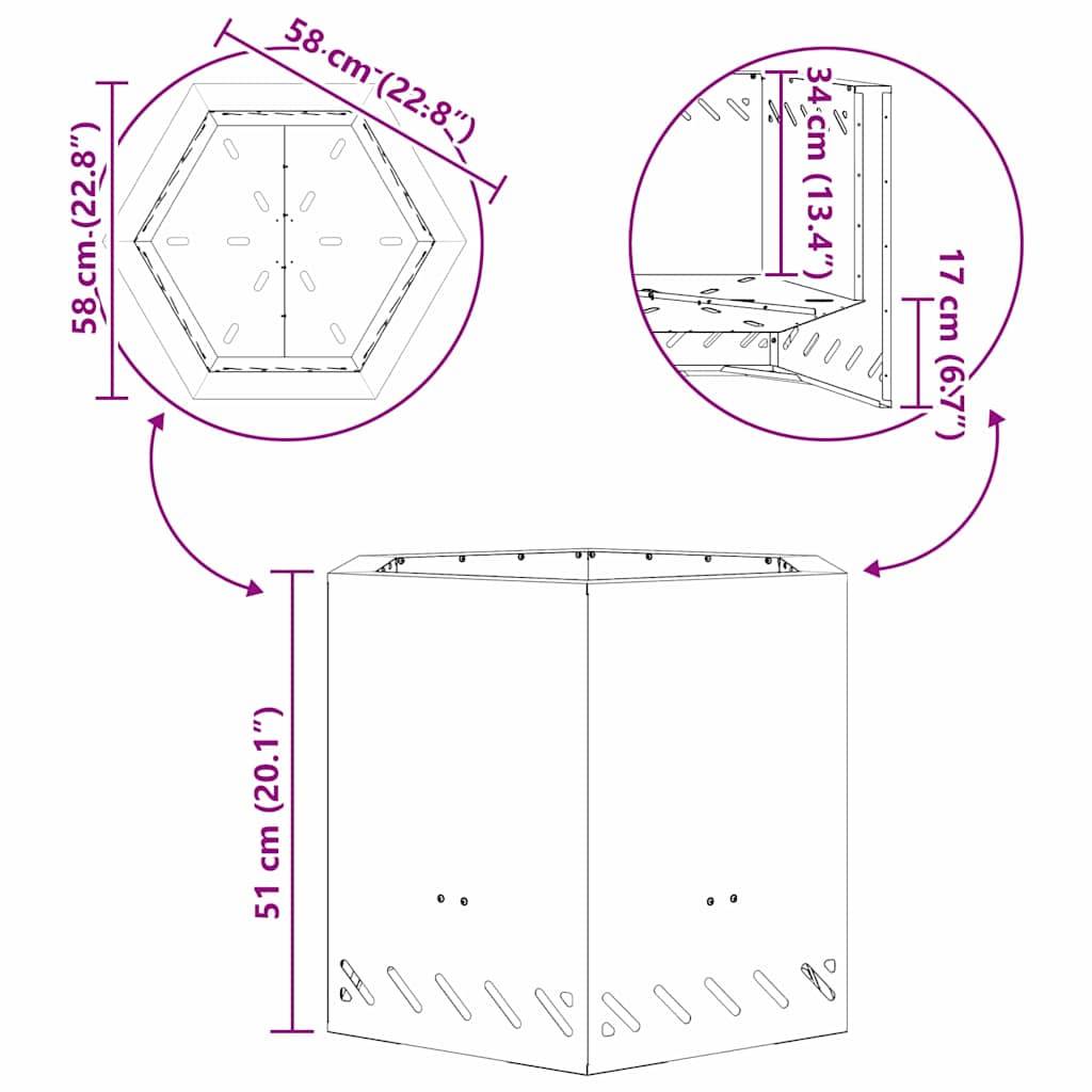 ComfortXL - Braséro hexagonal sans fumée en acier design moderne pour jardin terrasse Noir 58 cm – ComfortXL Outdoor Living - Image 3