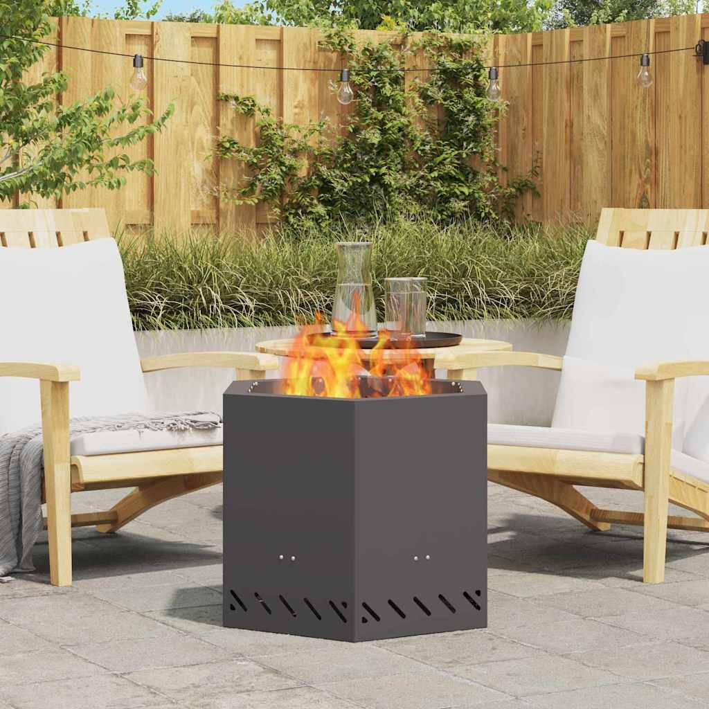 ComfortXL - Braséro hexagonal sans fumée en acier design moderne pour jardin terrasse Noir 58 cm – ComfortXL Outdoor Living - Image 1