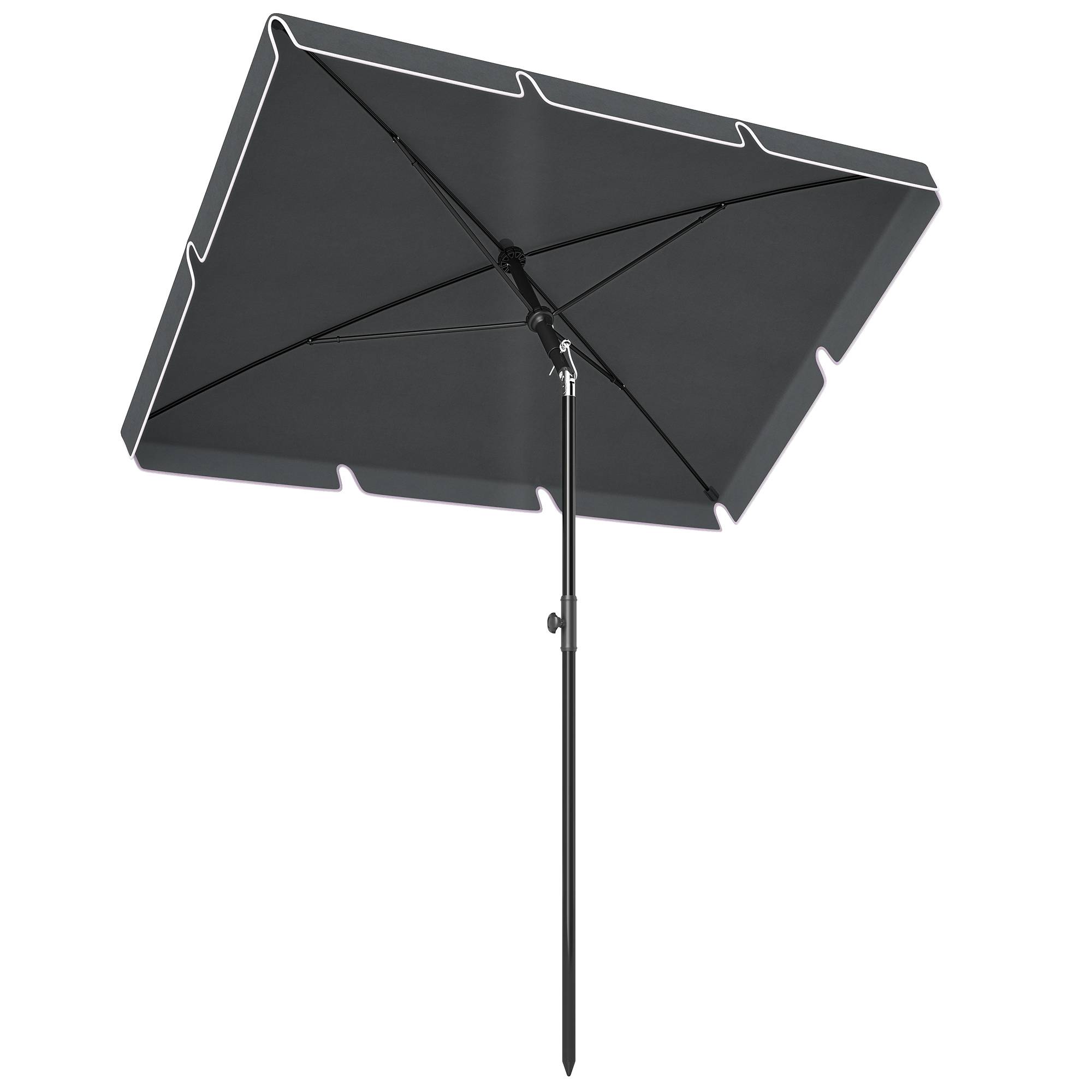 Parasol de jardin Parasol droit rectangulaire inclinable alu métal polyester haute densité 2 x 1,3 m gris - Image 1