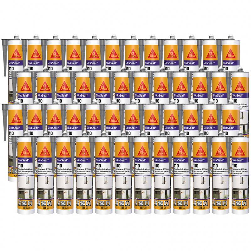 48x Mastic silicone SikaSeal 110 Menuiserie & Vitrage 300ml SIKA - Couleur: Translucide - Image 5