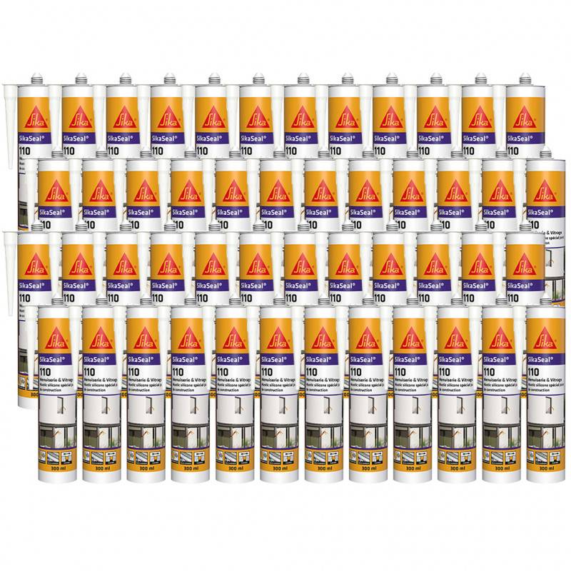 48x Mastic silicone SikaSeal 110 Menuiserie & Vitrage 300ml SIKA - Couleur: Translucide - Image 3