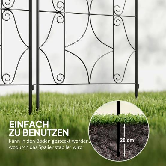 Support pour plantes grimpantes en métal, 2 pièces, noir 50 x 1.3 x 150 cm - PANGIVO - Image 5