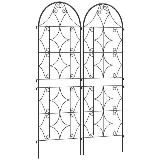 Support pour plantes grimpantes en métal, 2 pièces, noir 50 x 1.3 x 150 cm - PANGIVO - Image 1