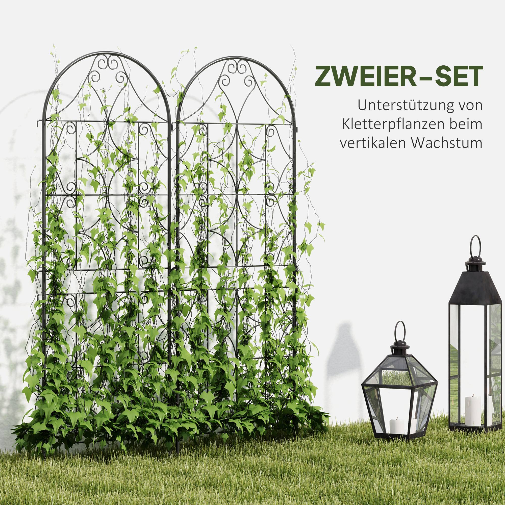Support pour plantes grimpantes en métal, 2 pièces, noir 50 x 1.3 x 150 cm - PANGIVO - Image 4