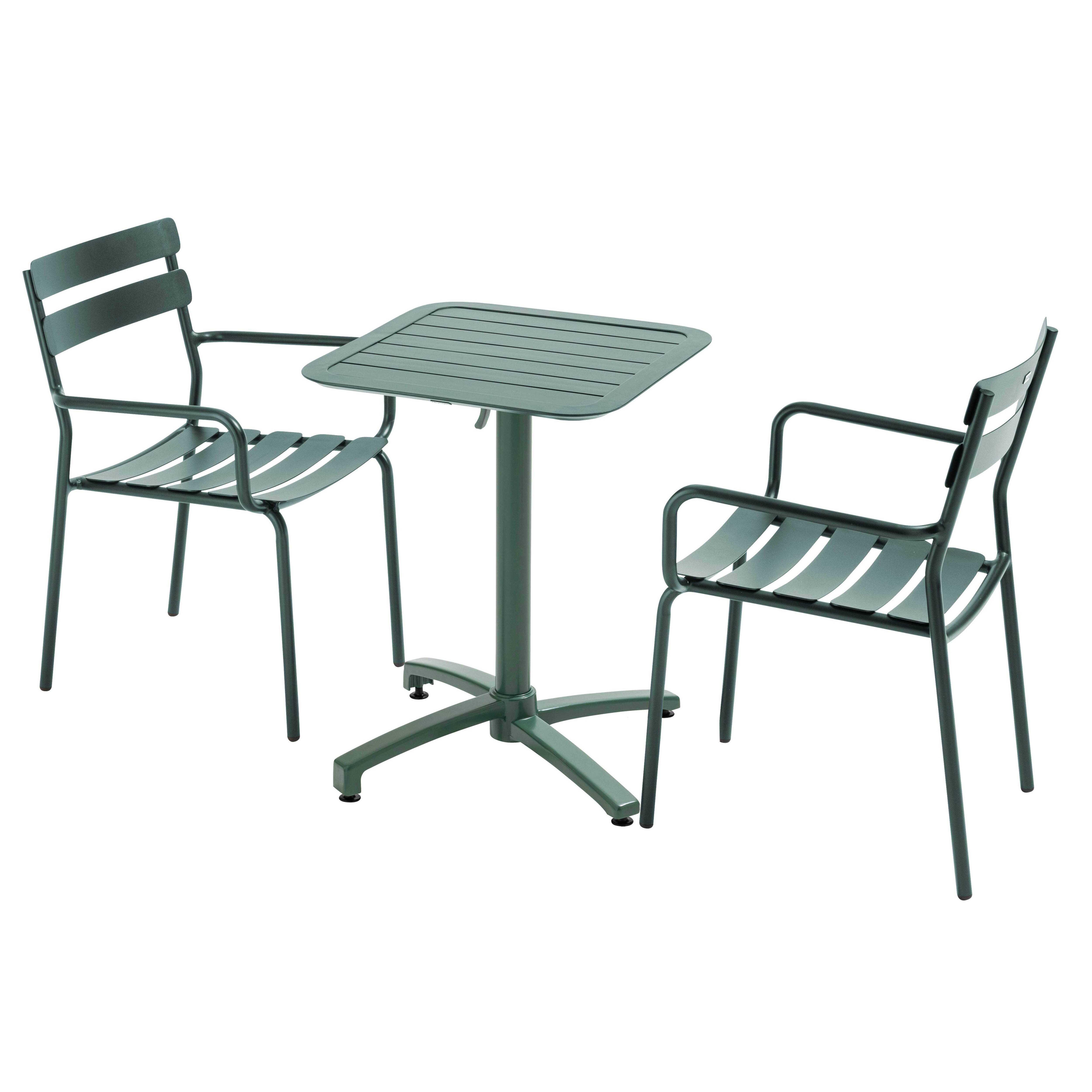 Oviala - Ensemble table inclinable 60 x 60 cm et 2 fauteuils vert foncé Almada - Oviala - Image 1