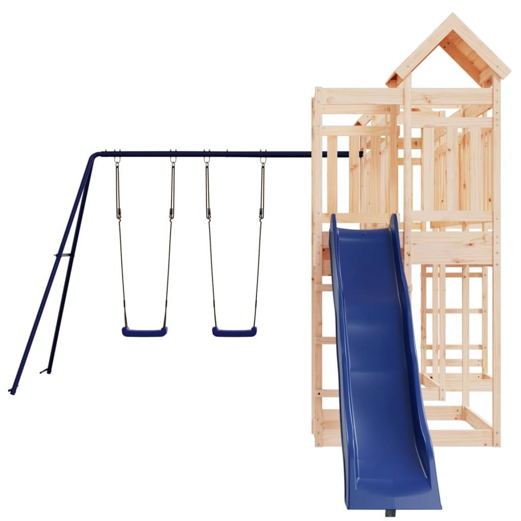 Helloshop26 - Aire de jeux d'extérieur balançoires toboggan portiques robuste jeux jardin 362 x 585 x 238 cm bois de pin massif - Image 3