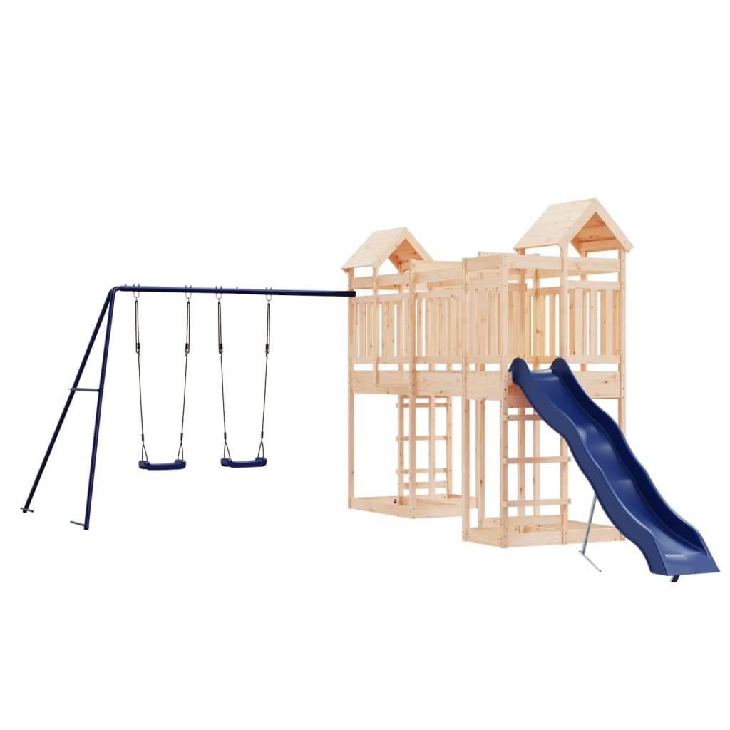 Helloshop26 - Aire de jeux d'extérieur balançoires toboggan portiques robuste jeux jardin 362 x 585 x 238 cm bois de pin massif - Image 1