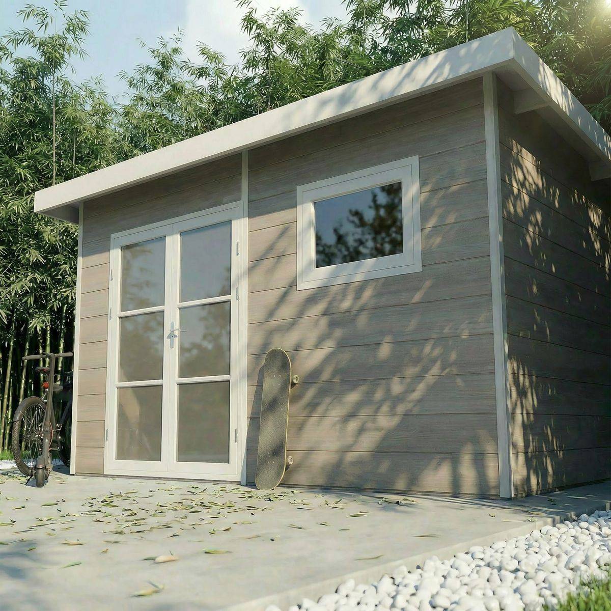 Direct Abris - Abri de Jardin Composite ALMA - 11m2 Gris clair - Garantie 20 ans - Cabanon de Jardin - Image 2