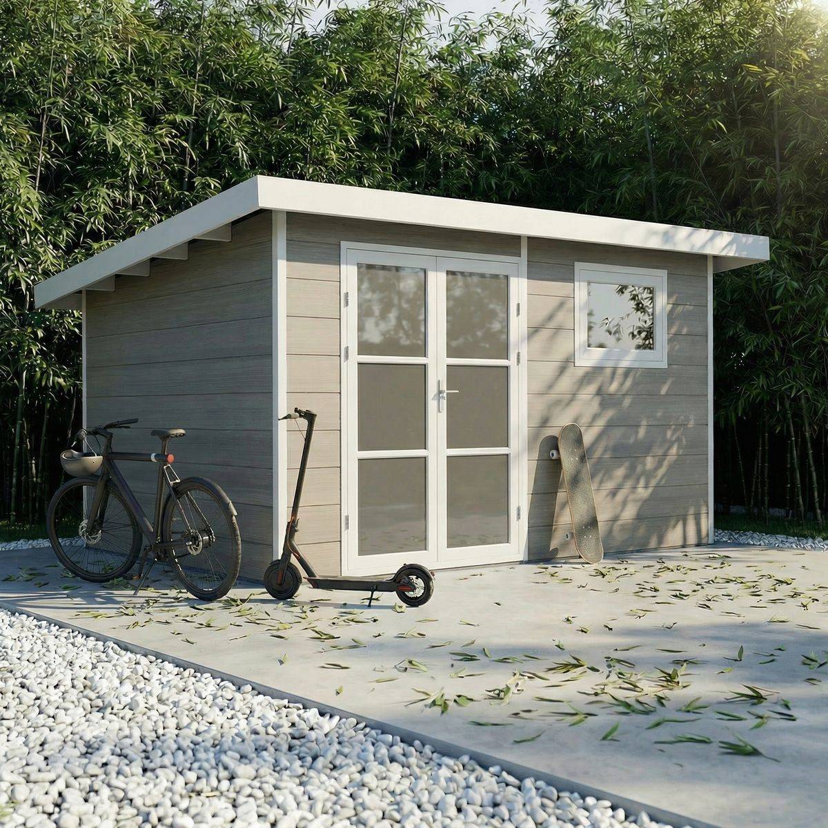 Direct Abris - Abri de Jardin Composite ALMA - 11m2 Gris clair - Garantie 20 ans - Cabanon de Jardin - Image 1