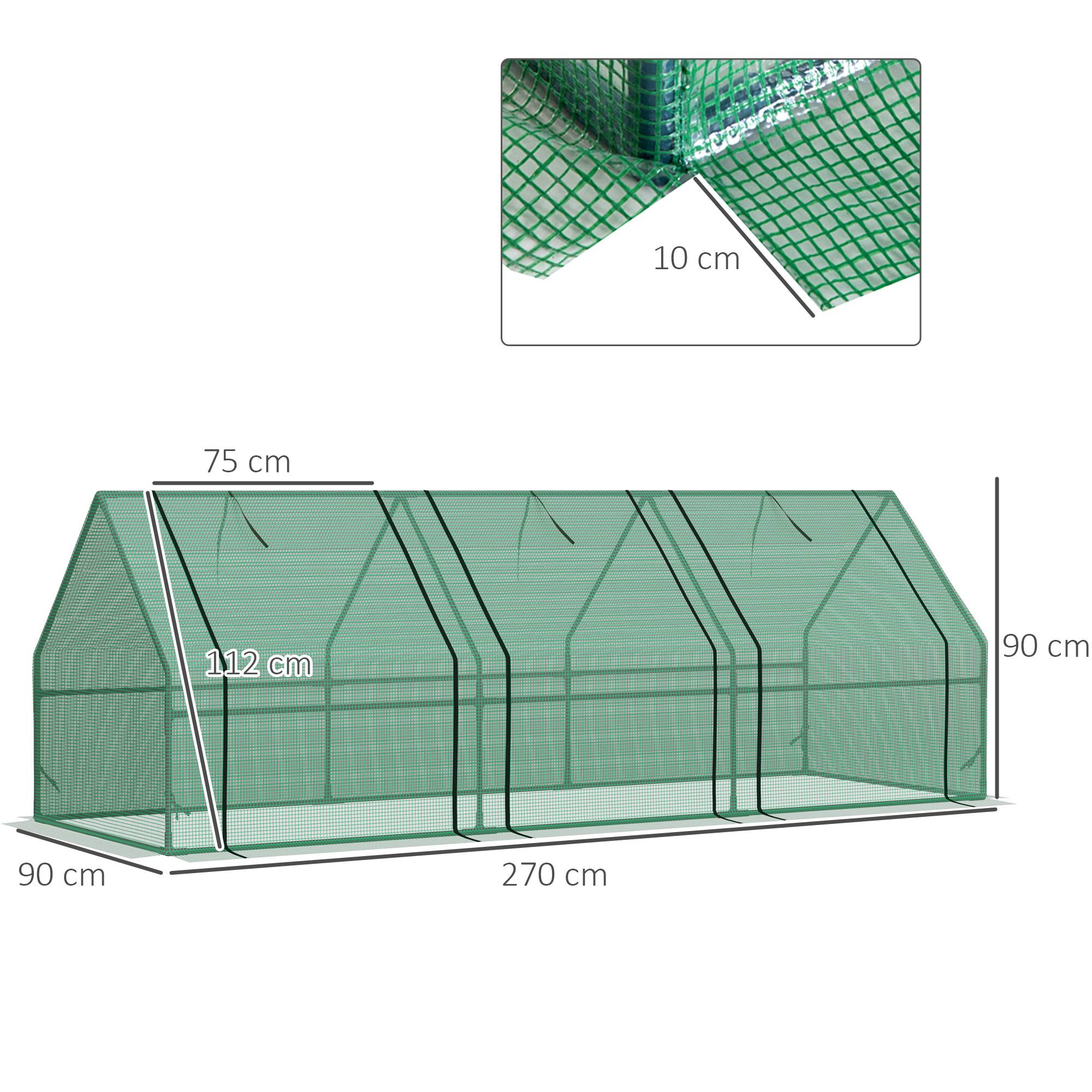 Serre Tunnel Jardin Acier PE 140g/m² Potager Protection Semis 270x90x90cm - ComfortXL Outdoor Living - Image 3