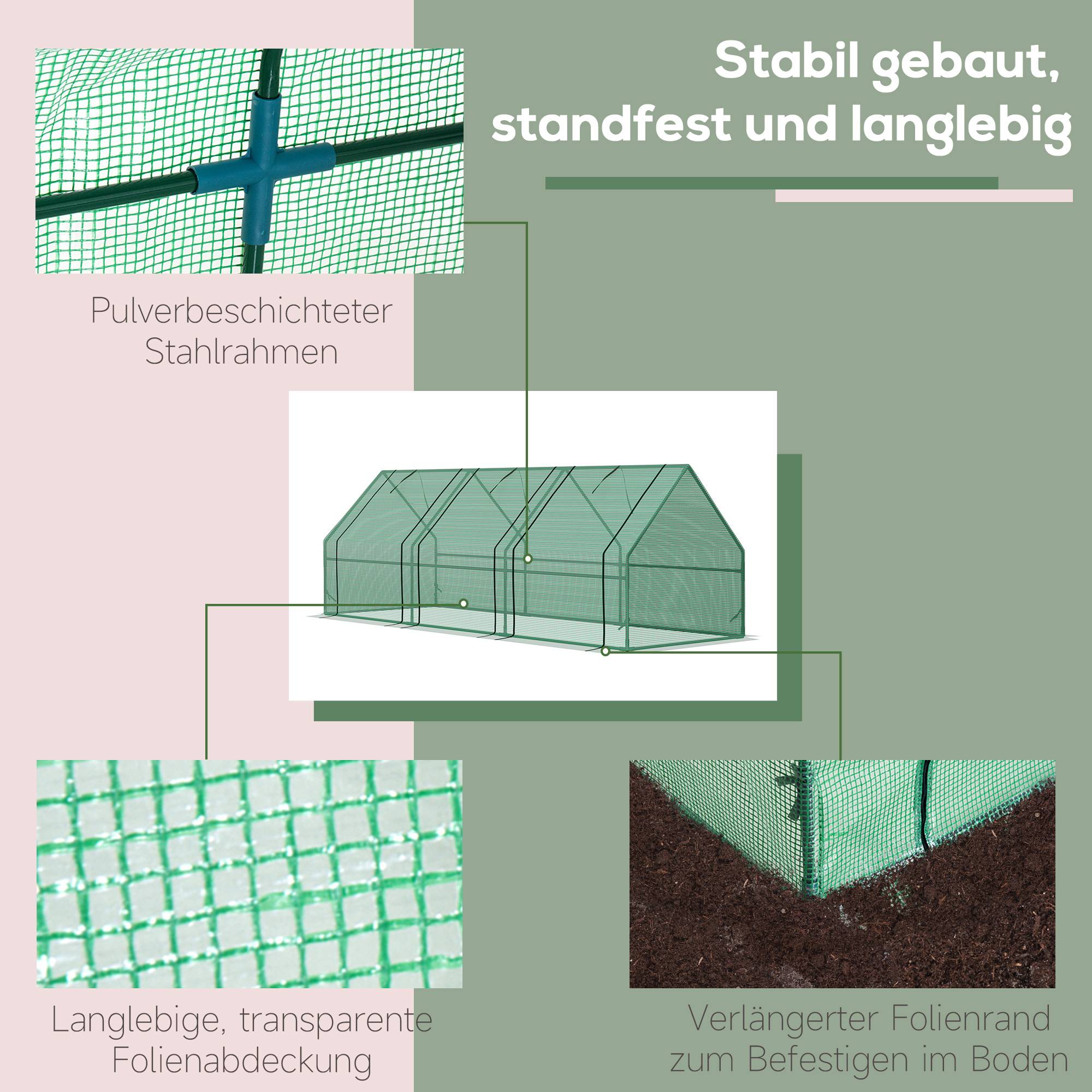Serre Tunnel Jardin Acier PE 140g/m² Potager Protection Semis 270x90x90cm - ComfortXL Outdoor Living - Image 5