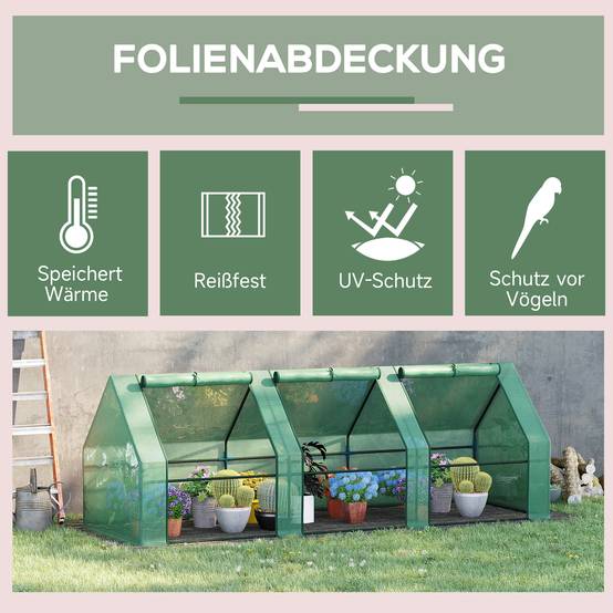 Serre Tunnel Jardin Acier PE 140g/m² Potager Protection Semis 270x90x90cm - ComfortXL Outdoor Living - Image 4