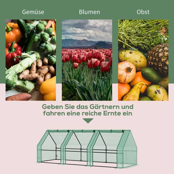 Serre Tunnel Jardin Acier PE 140g/m² Potager Protection Semis 270x90x90cm - ComfortXL Outdoor Living - Image 6