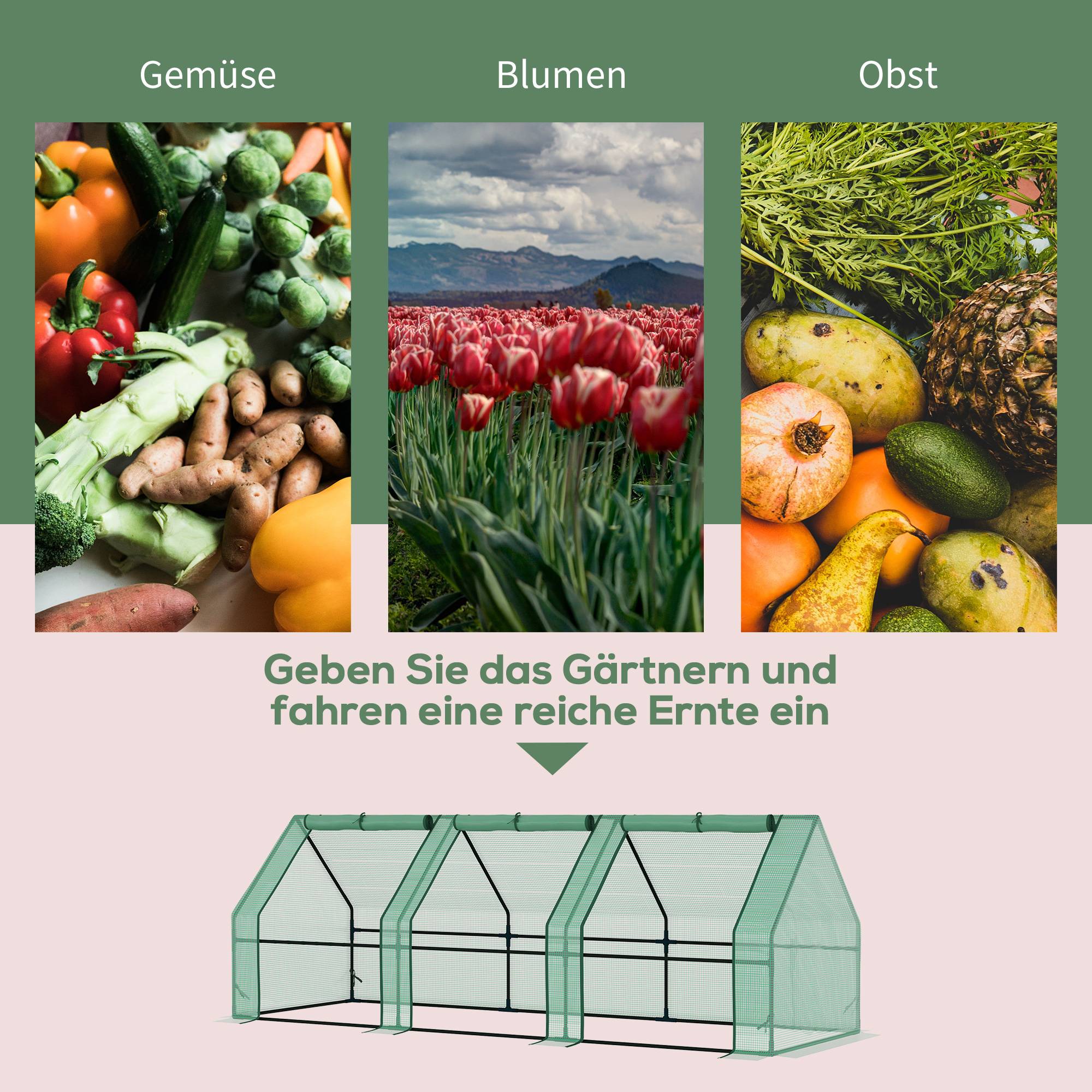 Serre Tunnel Jardin Acier PE 140g/m² Potager Protection Semis 270x90x90cm - ComfortXL Outdoor Living - Image 6