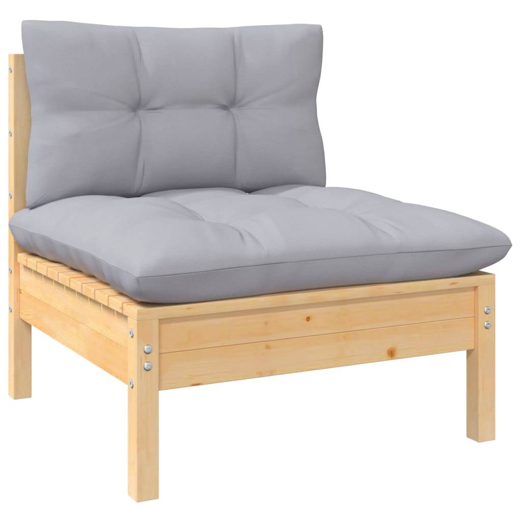 Prolenta Premium - Salon complet 5 places bois de pin et tissu (100 % polyester) gris 63,5 x 63,5 x 62,5 cm - Prolent - Image 5