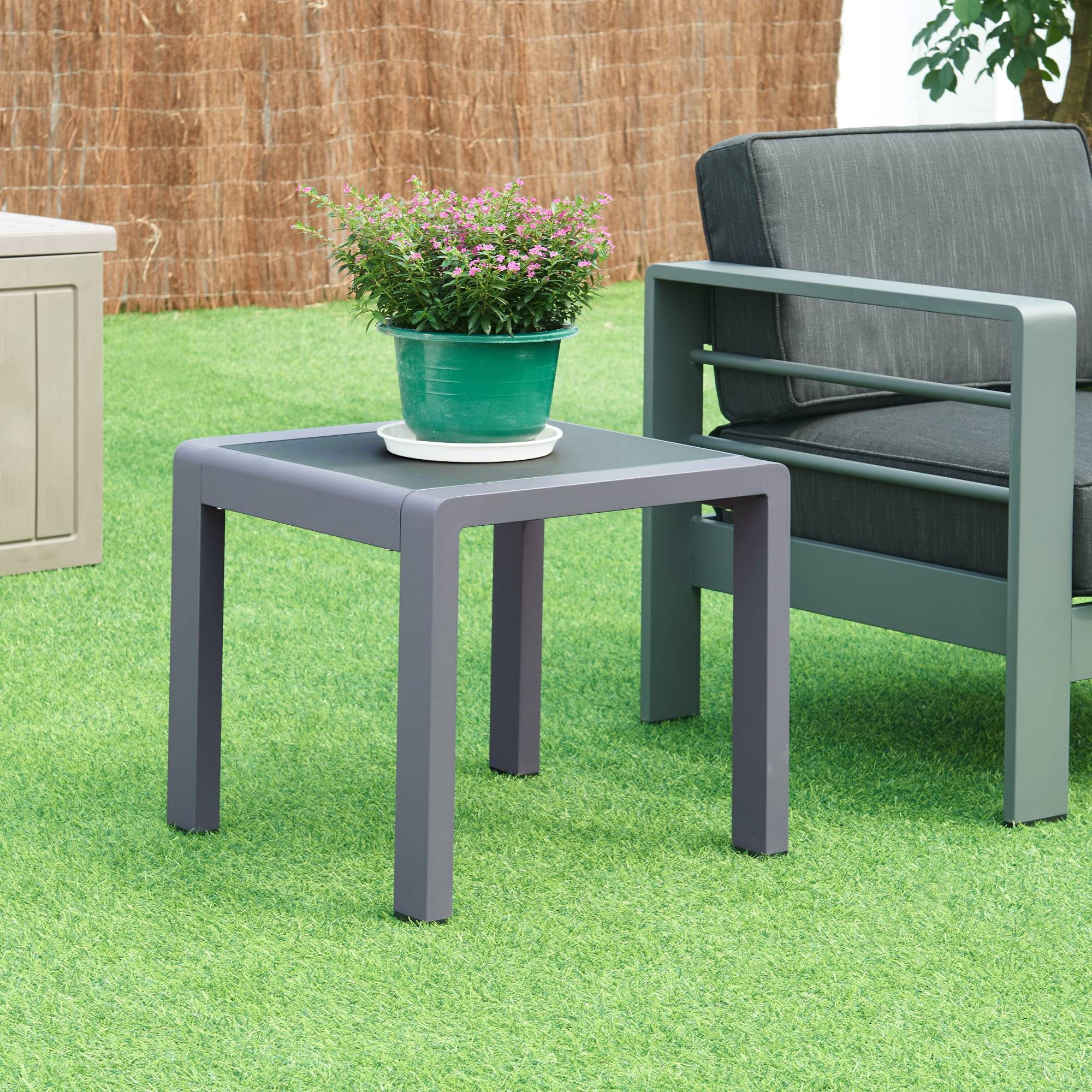 Casa.Pro - Table d'appoint de jardin Avise verre trempé 46 x 51 x 51 cm anthracite casa.pro - Image 2