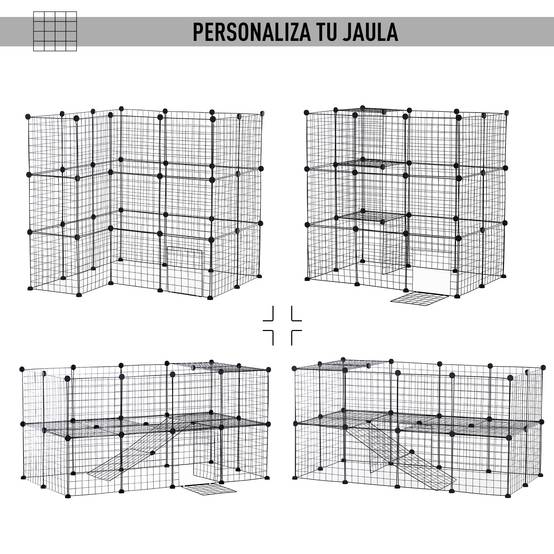 Parc modulable métal petits animaux 36 panneaux 2 niveaux 146x73x73cm noir - ComfortXL Outdoor Living - Image 6