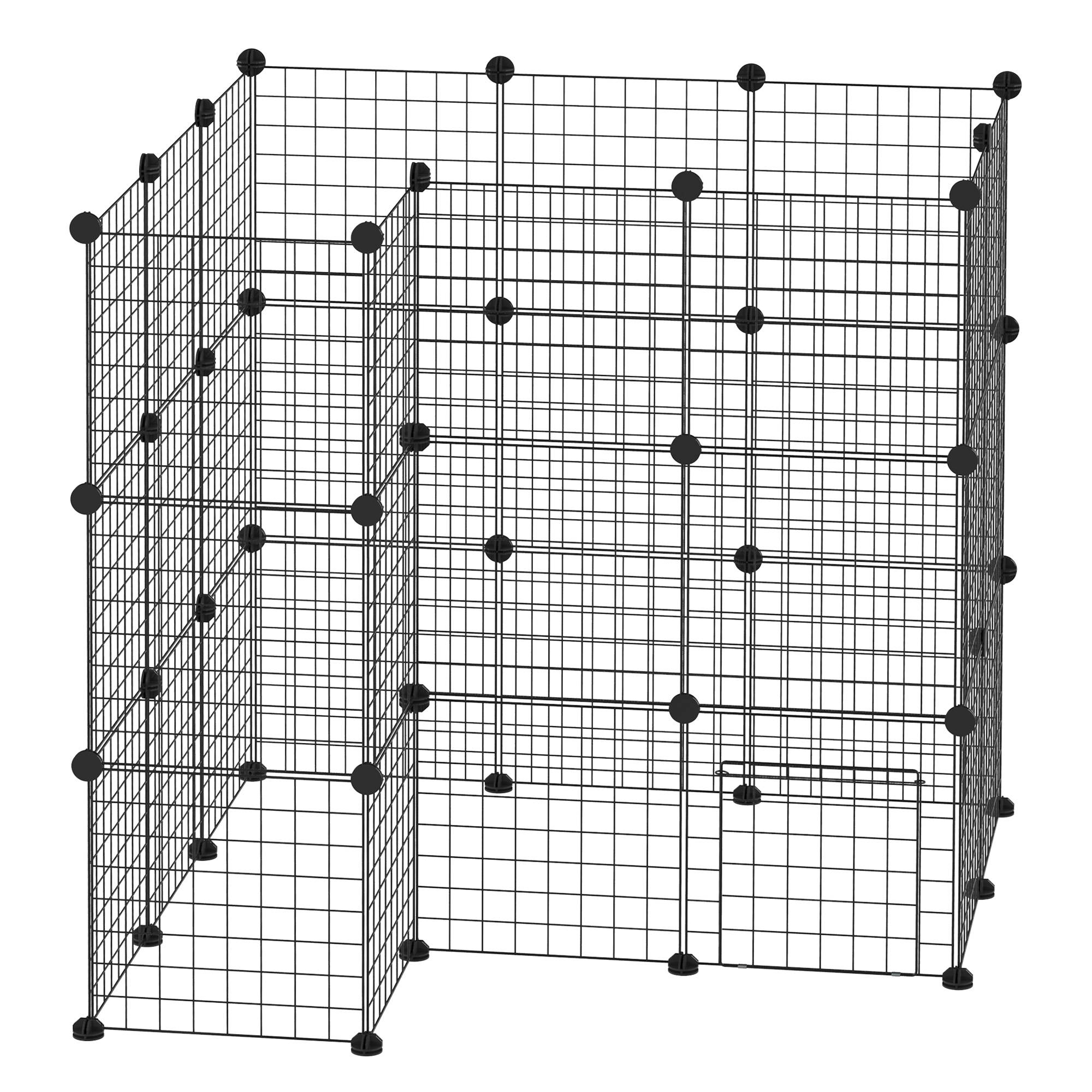 Parc modulable métal petits animaux 36 panneaux 2 niveaux 146x73x73cm noir - ComfortXL Outdoor Living - Image 2