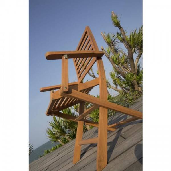 MARKET24 - Lot de 2 fauteuils de jardin pliants en Acacia FSC - 57 x 52 x 90 cm - Image 5