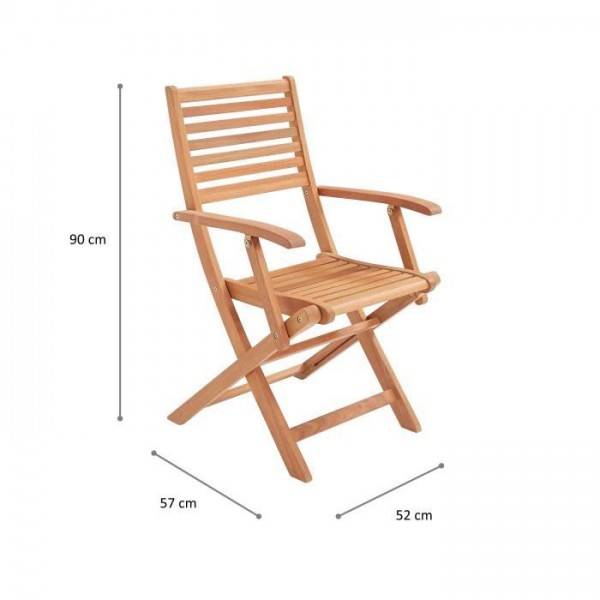 MARKET24 - Lot de 2 fauteuils de jardin pliants en Acacia FSC - 57 x 52 x 90 cm - Image 3