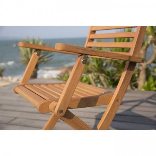 MARKET24 - Lot de 2 fauteuils de jardin pliants en Acacia FSC - 57 x 52 x 90 cm - Image 4
