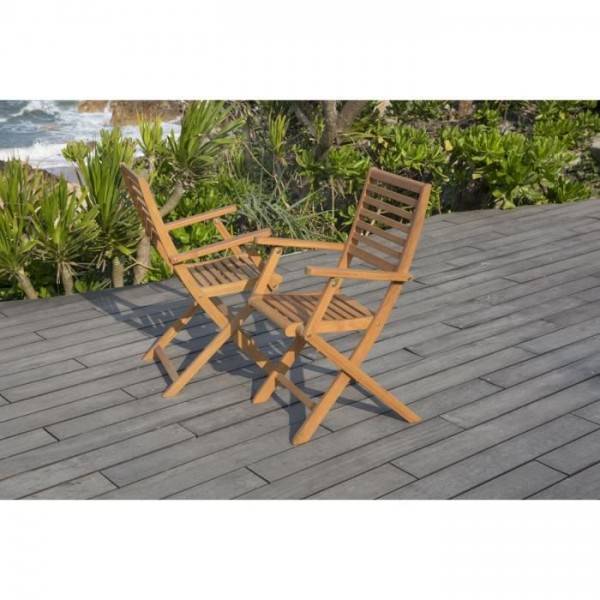 MARKET24 - Lot de 2 fauteuils de jardin pliants en Acacia FSC - 57 x 52 x 90 cm - Image 6