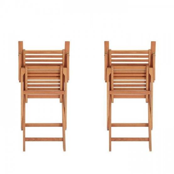 MARKET24 - Lot de 2 fauteuils de jardin pliants en Acacia FSC - 57 x 52 x 90 cm - Image 2