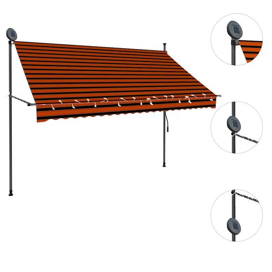 Vidaxl - Auvent manuel rétractable avec LED 250 cm Orange et marron vidaXL 145879 - Image 2
