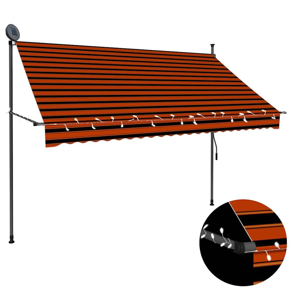 Vidaxl - Auvent manuel rétractable avec LED 250 cm Orange et marron vidaXL 145879 - Image 1