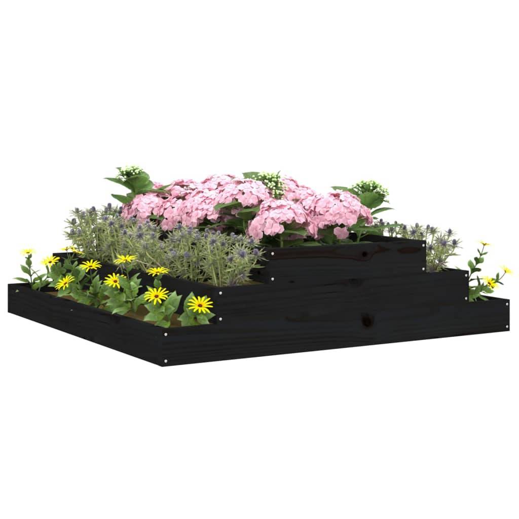 Vidaxl - Jardinière Noir 110x110x27 cm Bois massif de pin vidaXL 823903 - Image 4