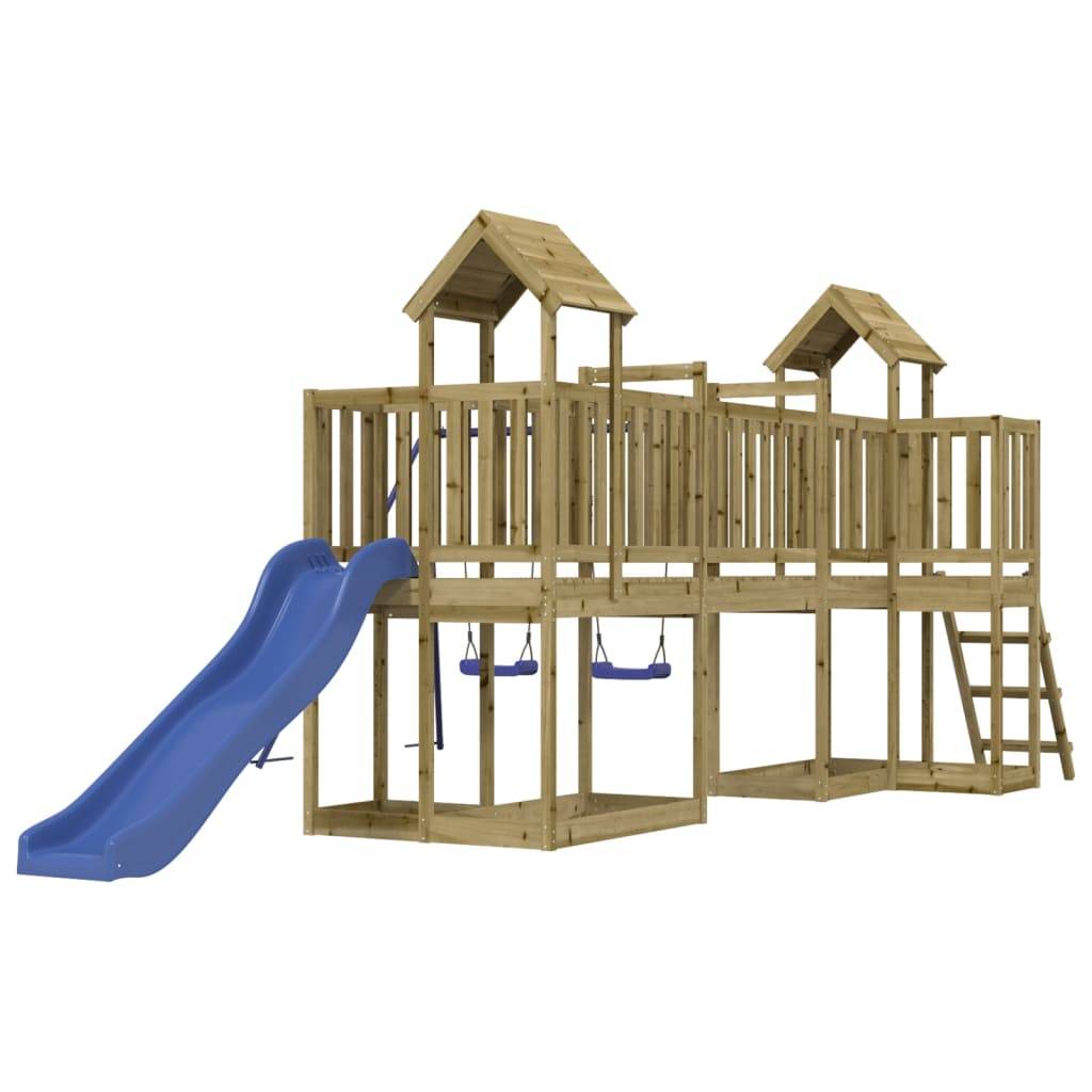 Helloshop26 - Aire de jeux d'extérieur balançoires toboggan portiques robuste jeux jardin 356 x 589 x 214 cm bois de pin imprégné - Image 2