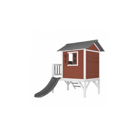 Maisonnette AXI Beach Lodge XL en Rouge Scandinave avec Toboggan Gris - Maison de Jeu pour Enfants - Image 3