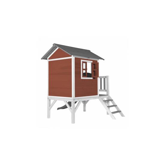 Maisonnette AXI Beach Lodge XL en Rouge Scandinave avec Toboggan Gris - Maison de Jeu pour Enfants - Image 4